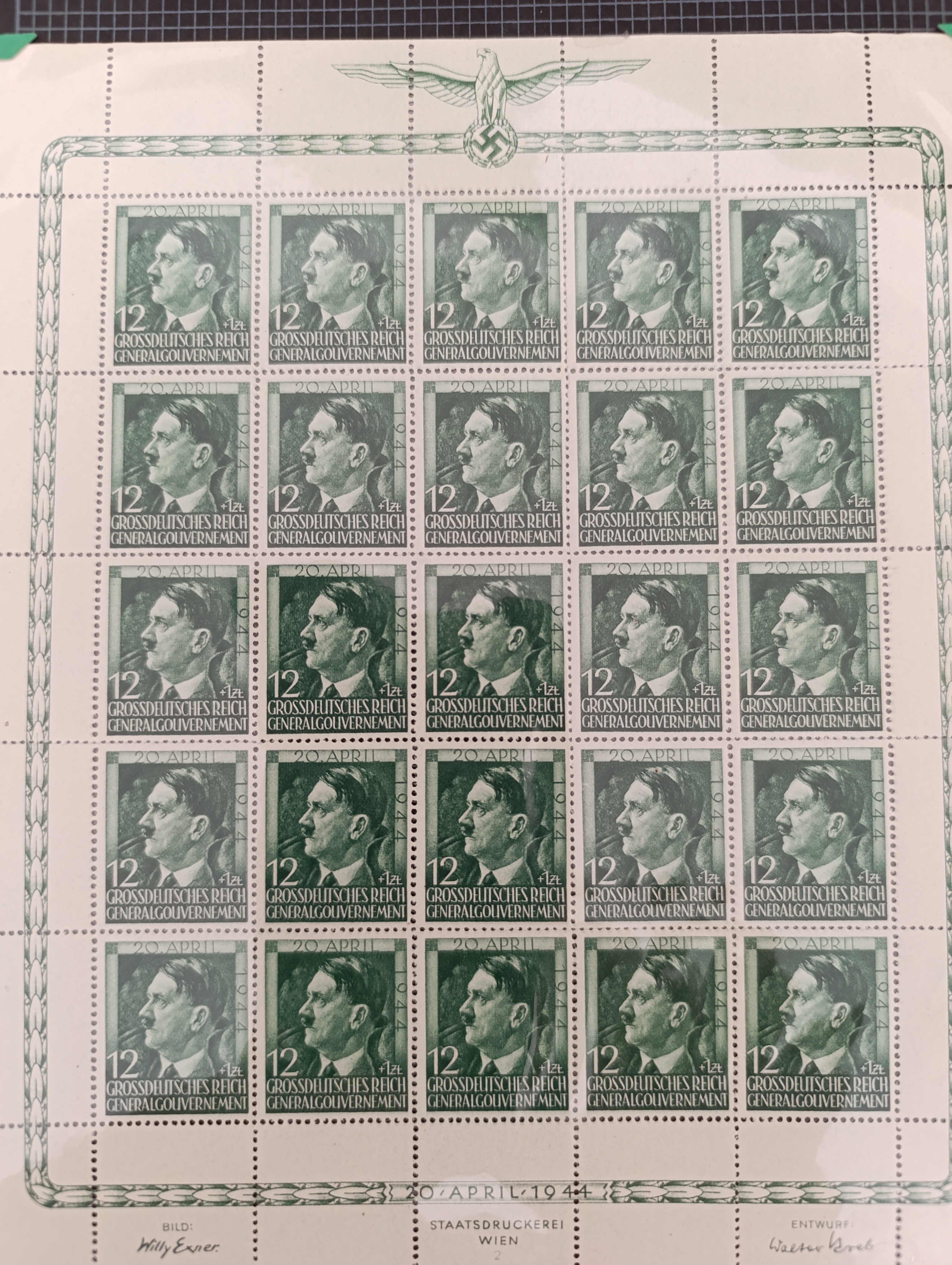 Generalgouvernement — лист Hitler 1944 (12 gr + 1 zł)