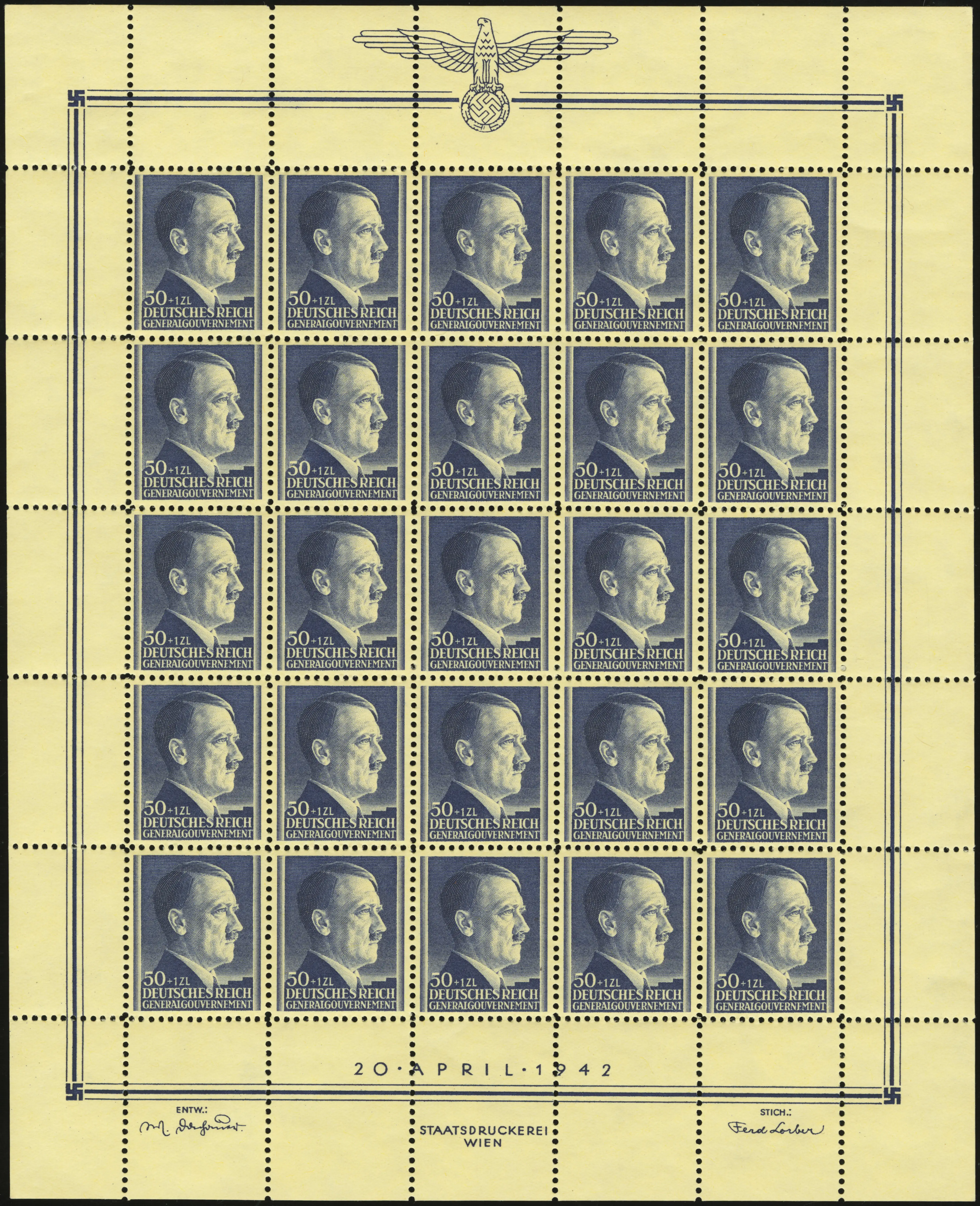 Generalgouvernement — лист Mi. 90 (50 gr + 1 zł)