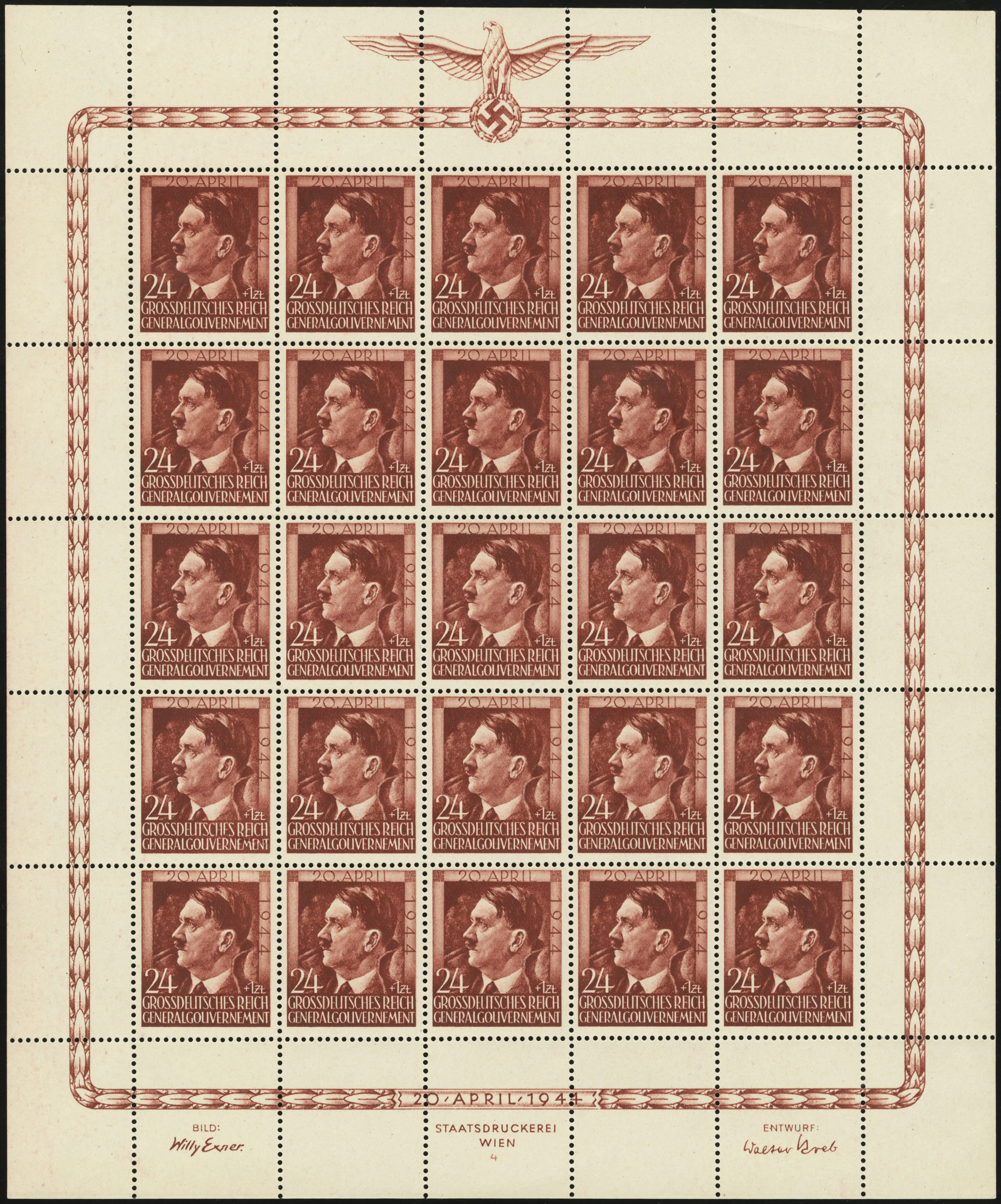 Generalgouvernement — лист Mi. 118 (24 gr + 1 zł)