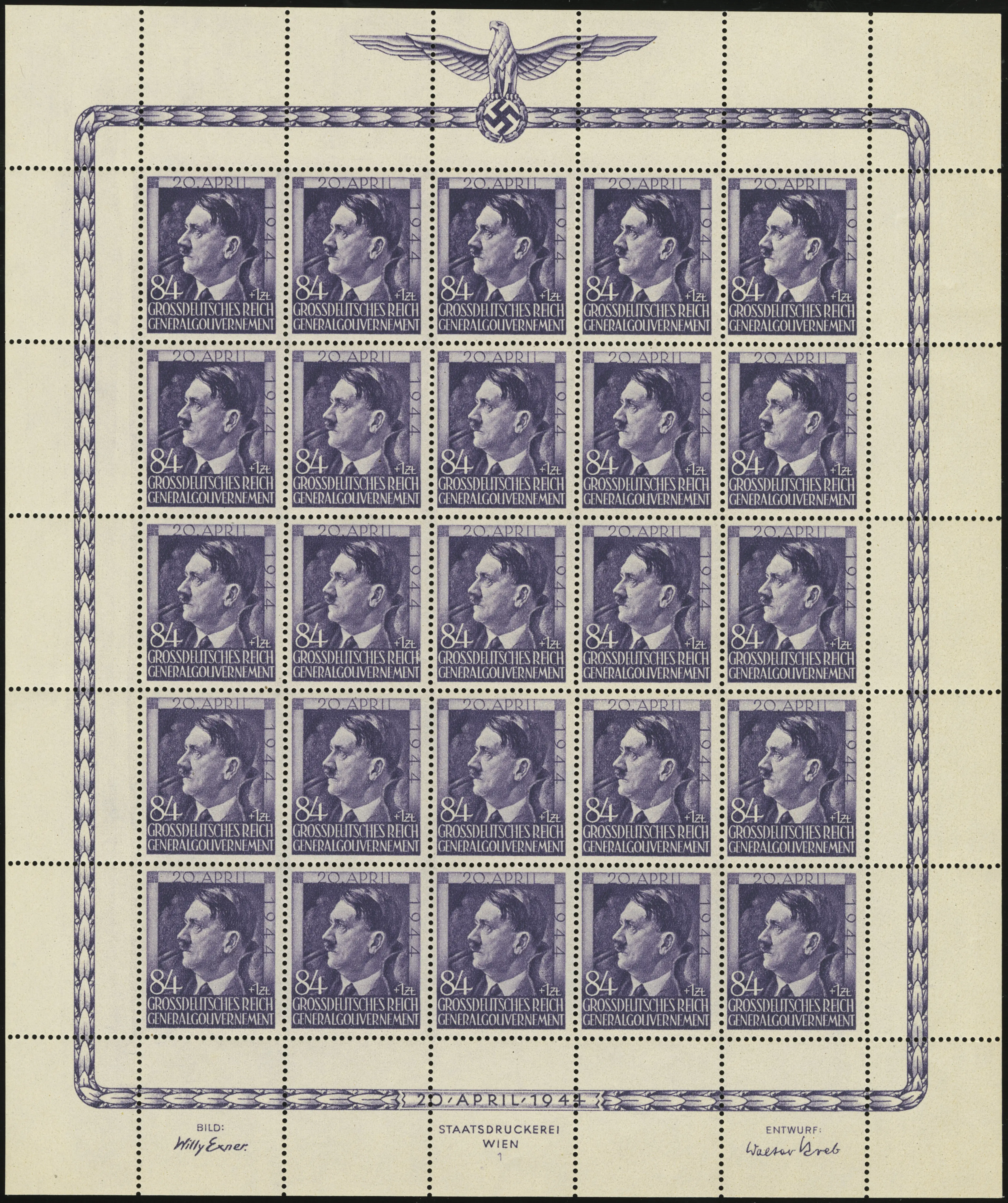 Generalgouvernement — лист Mi. 119 (84 gr + 1 zł)